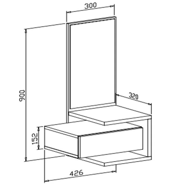 Mobile ingresso sospeso 43x90h cm bianco frassinato e cemento Cliff