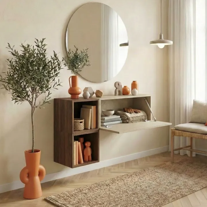 Mobile ingresso sospeso 97x56h cm tortora rovere scuro Sunset 1001