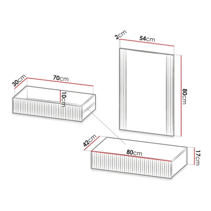 Mobile ingresso sospeso 80x97h cm con specchio cannettato nero Essence