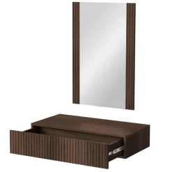 Mobile ingresso sospeso 80x97h h cm 1 cassetto con specchio noce cannettato Gabiot