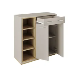 Mobile ingresso 80x83h cm 2 ante 1 cassetto rovere rovere naturale beige satinato Kenya