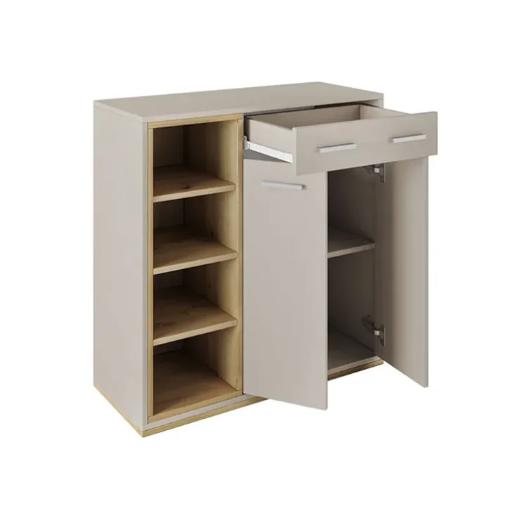 Mobile ingresso 80x83h cm 2 ante 1 cassetto rovere rovere naturale beige satinato Kenya