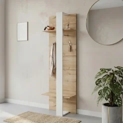 Mobile ingresso 56x183h cm appendiabiti con mensole rovere bianco Catania