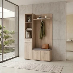Mobile ingresso 90x203h cm con appendiabiti rovere sonoma California 1 Gihome®
