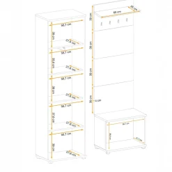 Mobile ingresso 150x202h cm con appendiabiti cannettatto rovere nero Berlino
