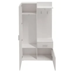 Mobile ingresso 97x195h cm con attaccapanni e specchio bianco Zefira