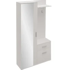 Mobile ingresso 97x195h cm con attaccapanni e specchio bianco Zefira