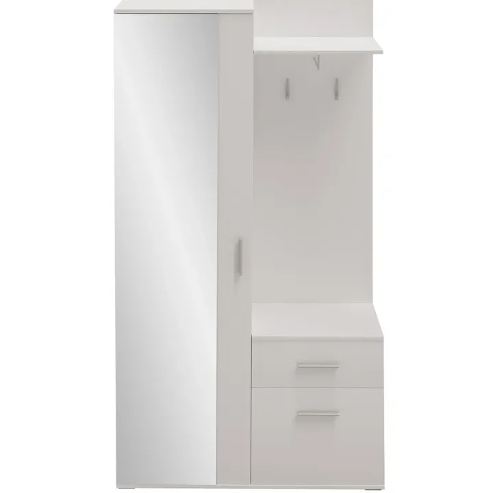 Mobile ingresso 97x195h cm con attaccapanni e specchio bianco Zefira