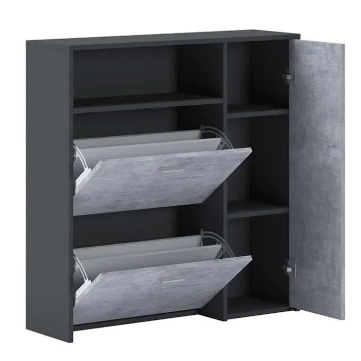Mobile ingresso 92x94h cm con scarpiera grafite cemento Mars