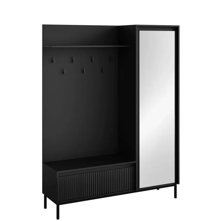Mobile ingresso 135x180h cm con specchio design cannettato nero Strike