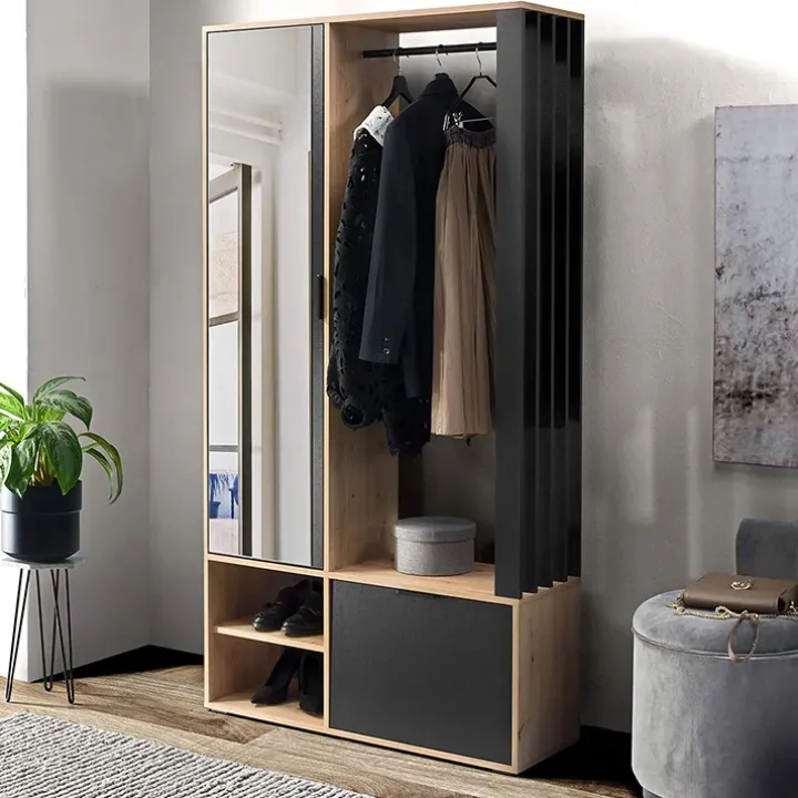 Mobile ingresso 100x190h cm con specchio rovere nero Umea