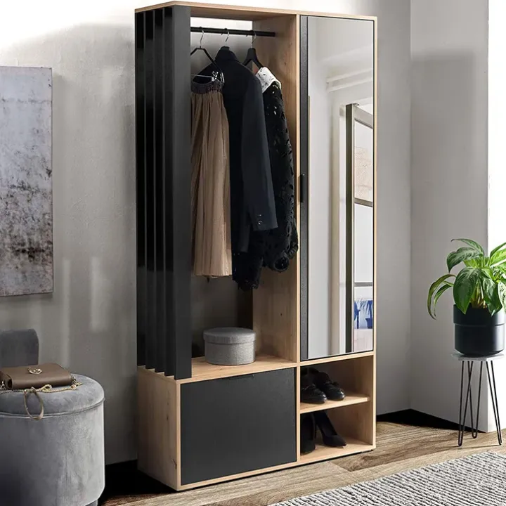 Mobile ingresso 100x190h cm con specchio rovere nero Umea