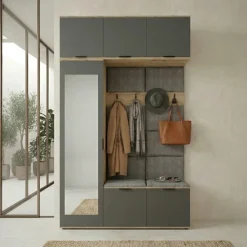 Mobile ingresso 135x231h cm con specchio rovere grafite Arat