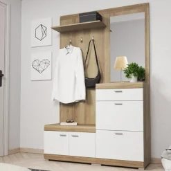 Mobile ingresso 135x197h cm con specchio bianco rovere Mare Gihome®