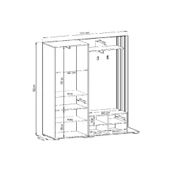 Mobile ingresso 132x192h cm con specchio moderno quercia nero Miller