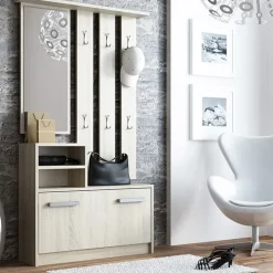 Mobile ingresso 85x180h cm con specchio scarpiera rovere Bergen