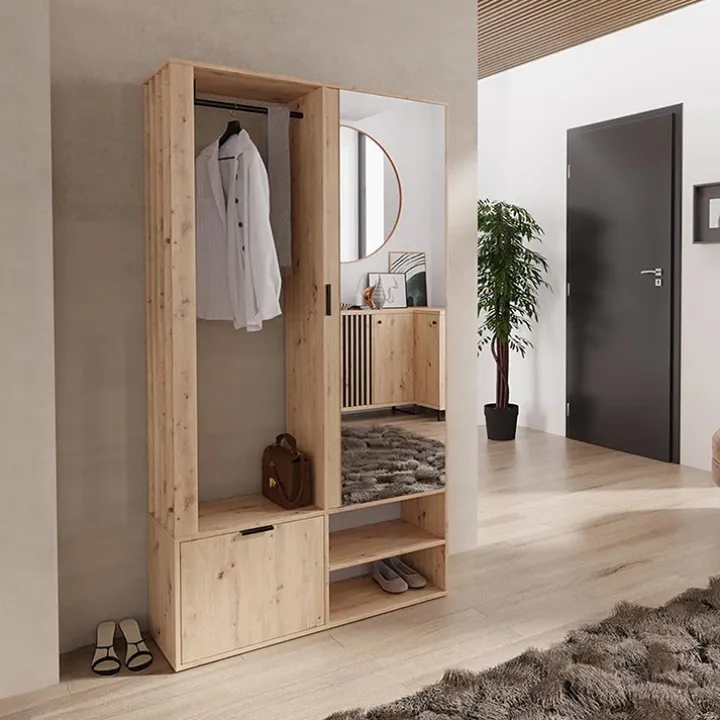 Mobile ingresso 100x190h cm con specchio rovere Umea