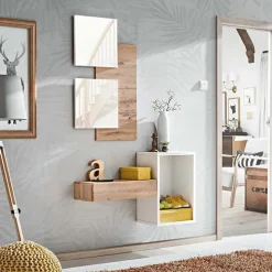 Mobile ingresso 100x170h cm con specchio rovere bianco Dante 1 Gihome®