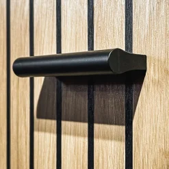 Mobile ingresso 120x203h cm con specchio e appendiabiti rovere rustico antracite stampa a righe California 2 Gihome®
