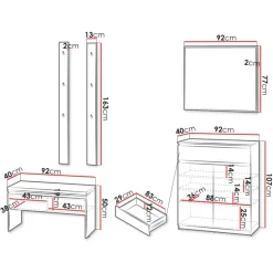 Mobile ingresso 200x230h cm con specchio appendiabiti bianco Accent