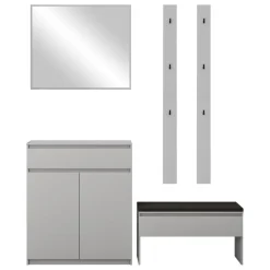 Mobile ingresso 200x230h cm con specchio appendiabiti grigio Accent