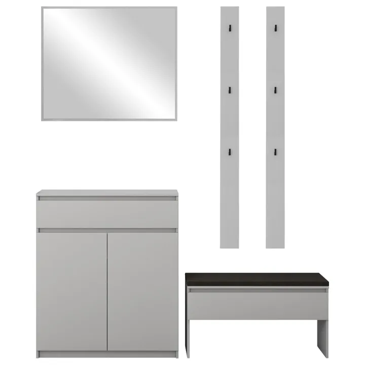 Mobile ingresso 200x230h cm con specchio appendiabiti grigio Accent