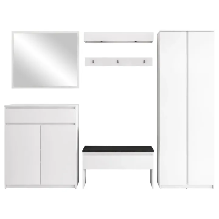 Mobile ingresso 300x200h cm con specchio appendiabiti armadio bianco Accent