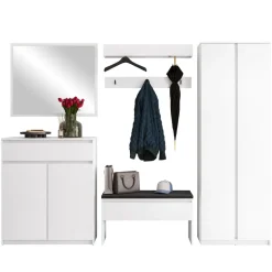 Mobile ingresso 300x200h cm con specchio appendiabiti armadio bianco Accent