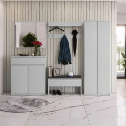 Mobile ingresso 300x200h cm con specchio appendiabiti armadio grigio Accent