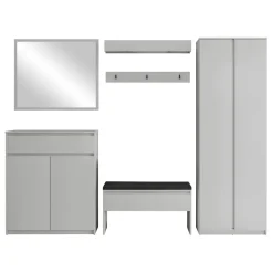 Mobile ingresso 300x200h cm con specchio appendiabiti armadio grigio Accent