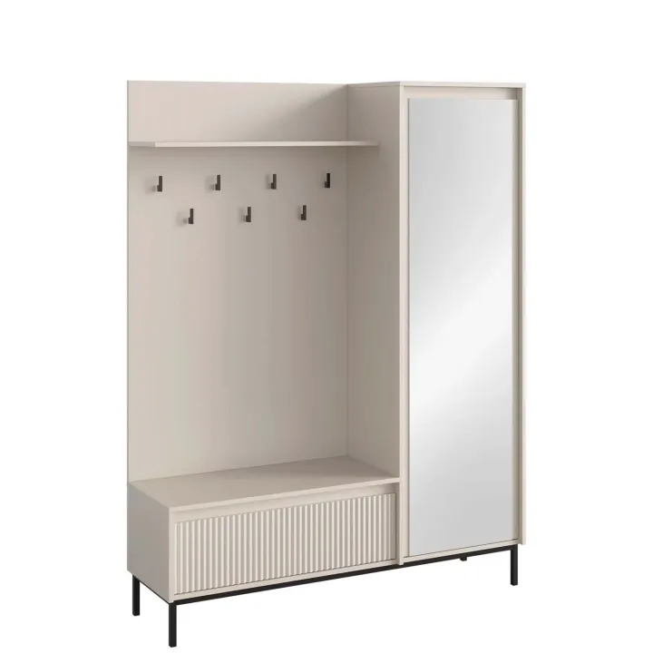 Mobile ingresso 135x180h cm con specchio design cannettato beige cashmere Strike