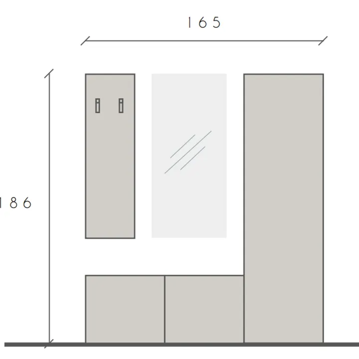 Mobile ingresso 165x186h cm grigio chiaro rovere chiaro Sunset 112
