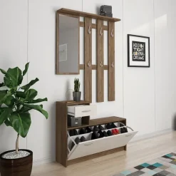 Mobile ingresso 100x190h cm moderno noce bianco spatolato Thomas