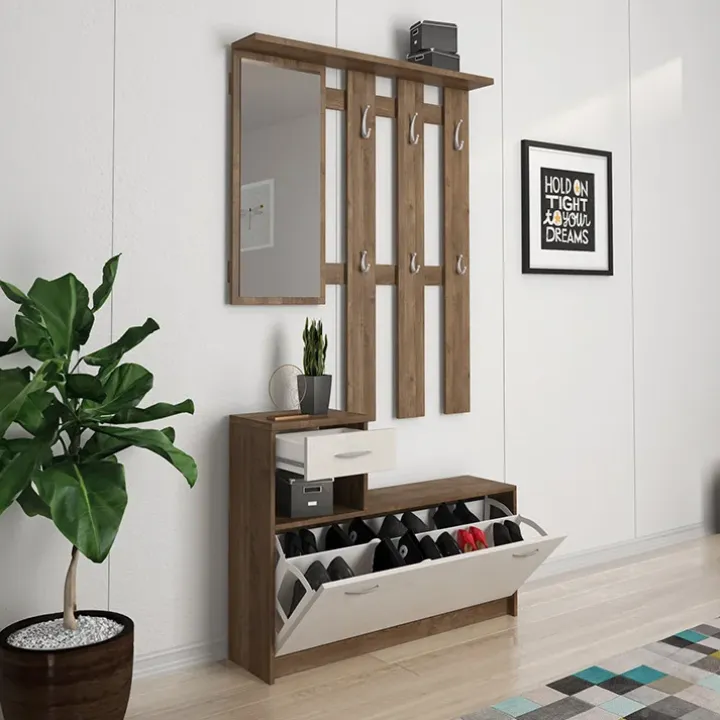 Mobile ingresso 100x190h cm moderno noce bianco spatolato Thomas