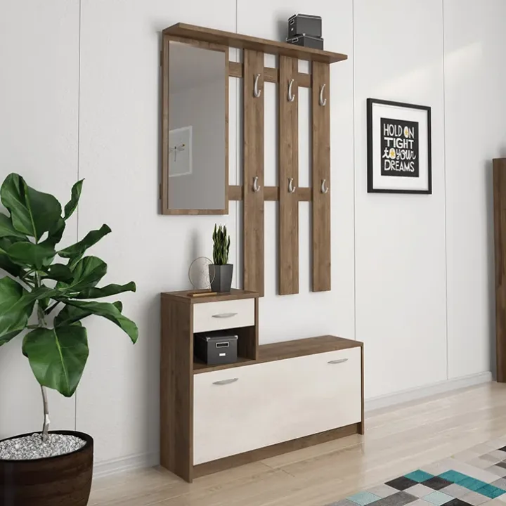 Mobile ingresso 100x190h cm moderno noce bianco spatolato Thomas