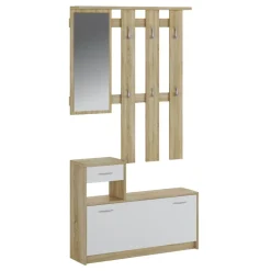 Mobile ingresso 100x190h cm moderno bianco opaco rovere Thomas