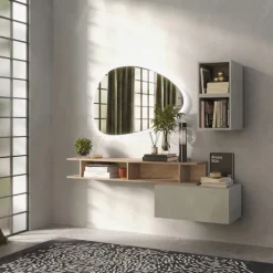 Mobile ingresso 165x140h cm moderno rovere chiaro tortora Sunset 61
