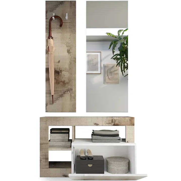 Mobile ingresso 91x173h cm moderno bianco lucido pero Invictus