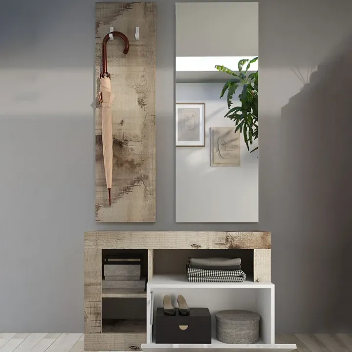 Mobile ingresso 91x173h cm moderno bianco lucido pero Invictus