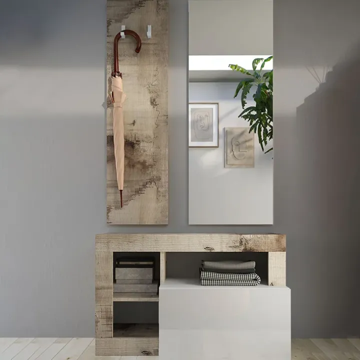 Mobile ingresso 91x173h cm moderno bianco lucido pero Invictus