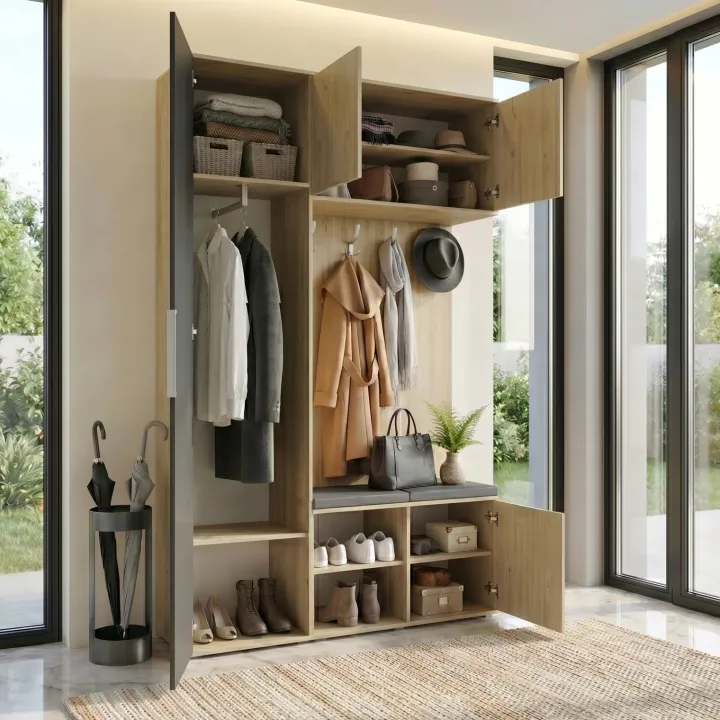 Mobile ingresso 140x220h cm rovere antracite Stoccolma