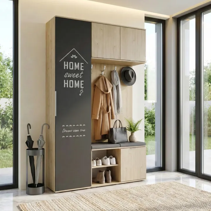 Mobile ingresso 140x220h cm rovere antracite Stoccolma