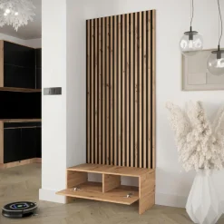 Mobile ingresso 85x206h cm rovere rustico nero Welly