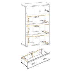 Mobile multiuso ingresso 60x96h cm stampa a righe rovere rustico antracite California Gihome®