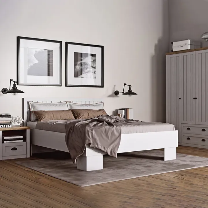 Mobile multiuso 90x198h cm 2 ante bianco frassinato rovere Provenza