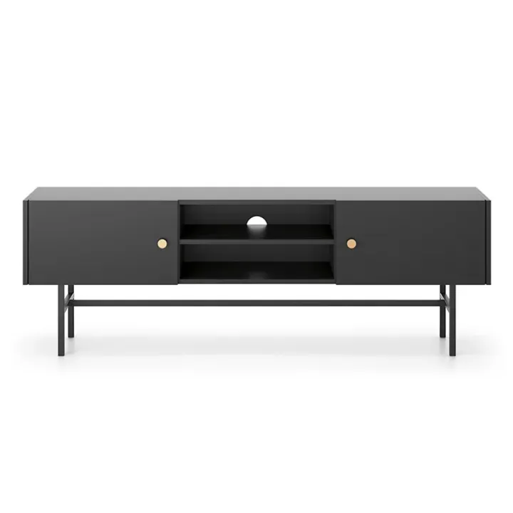 Mobile porta TV moderno 155x52h cm 2 ante nero Eterna