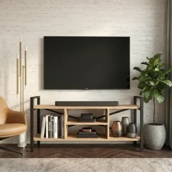 Mobile porta tv moderno 120x61h cm industrial metallo rovere rustico Loft