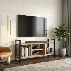 Mobile porta tv moderno 120x61h cm industrial metallo rovere rustico Loft