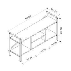 Mobile porta tv moderno 120x61h cm industrial metallo rovere rustico Loft
