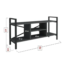 Mobile porta tv moderno 120x61h cm industrial metallo antracite Loft